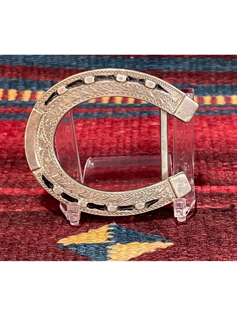 Vintage Sterling Silver Lucky Western Horseshoe Belt Buckle